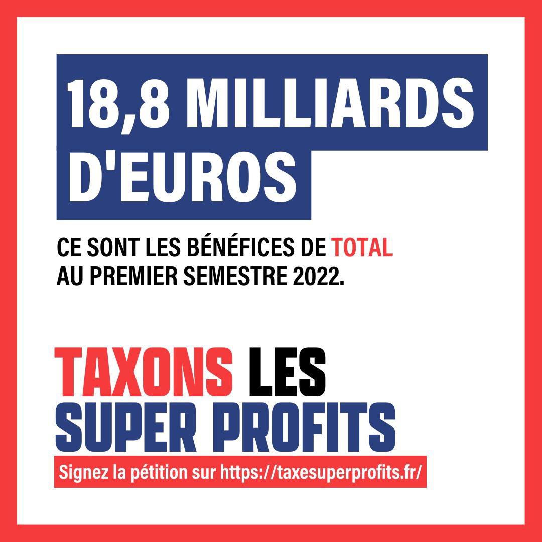 Herve_Charles's tweet photo. #UnJourUnChiffre
€18.8 Milliards de bénéfice pour Total au 1er semestre 2022…🔥 #TaxeSuperProfits 👉https://t.co/OUiGh0tHWI https://t.co/Bx2PiyAY02