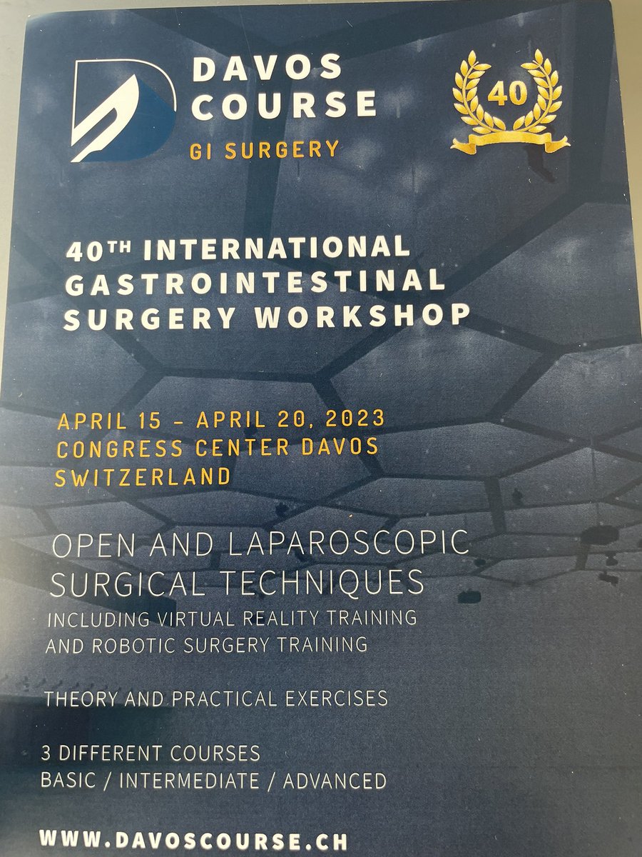 On my way back from the 39th international gastrointestinal surgery workshop! Has been a wonderful  first advanced course Upper GI and really enjoyed being involved as Faculty. Hope to see you all at the next course in April 2023 (davoscourse.ch)