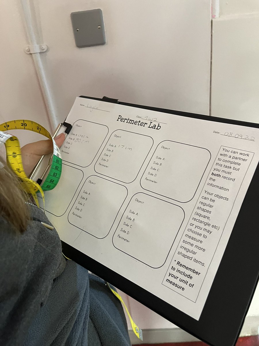 MissGmaths's tweet photo. S1 Perimeter lab #mathsinaction https://t.co/cJo2XzxeD3