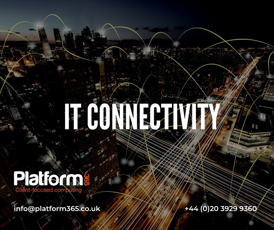 Platform365's tweet photo. No business can afford to underestimate the importance of fast, reliable IT connectivity as a critical success factor 

Our IT connectivity solutions are designed to provide organisations with secure, reliable, high speed network access 👩‍💻

#ITConnectivity #Cloud https://t.co/4OlKkH4ouo