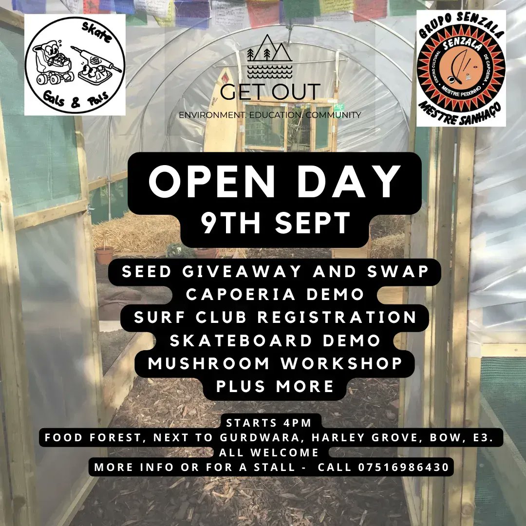 Capital_Growth's tweet photo. Our September #SpotlightGarden @GETOUTCHARITY #openday is TOMORROW! Join us from, 4-7pm, for fun family activities including a tour of their lush #foodforest garden, a seed giveaway+swap, capoeira &amp; skateboarding demos and more! Register for free: https://t.co/ttHTozYklJ https://t.co/xHA4az3qUP
