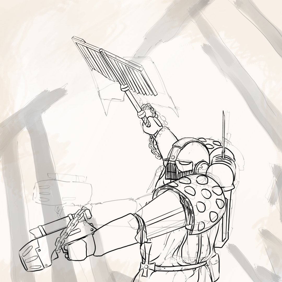 Uscur4's tweet photo. Thought I’d try drawing some #warhammer40k doods, starting with the #wip of the bamf grimaldus..               #warhammercommunity #fanart #sketch (perspectives are hard 🥲) https://t.co/Pm195Lr1OY