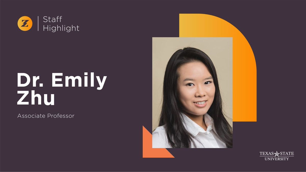ZeusCerts's tweet photo. #StaffHighlight: Dr. Emily Zhu! Dr. Zhu is an Assistant Professor in CIS &amp; Quantitative Methods at @txst. She has published over 10 quality scholarly works in analytics and operations management.

#Zeus #onlinelearning #staffappreciation #datascience https://t.co/aw8NCjz6QS