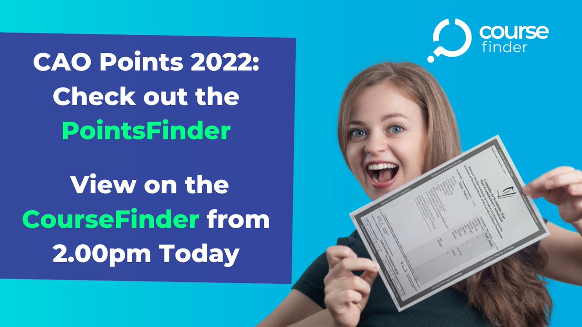 CareersPortal's tweet image. 🚨Check out the 2022 #CAO Live #PointsFinder 

✨ View on the #CourseFinder from 2.00pm today, Thursday 8th September

👉 View the PointsFinder 🔗 coursefinder.careersportal.ie

#LeavingCert2022