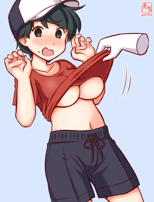 「違和感あるんだよね、ちょっと背中見てくれる…? ああ、そこそこ…って、違うよぉ!!!」#艦これ版真剣お絵描き60分一本勝負_20220908#最上 