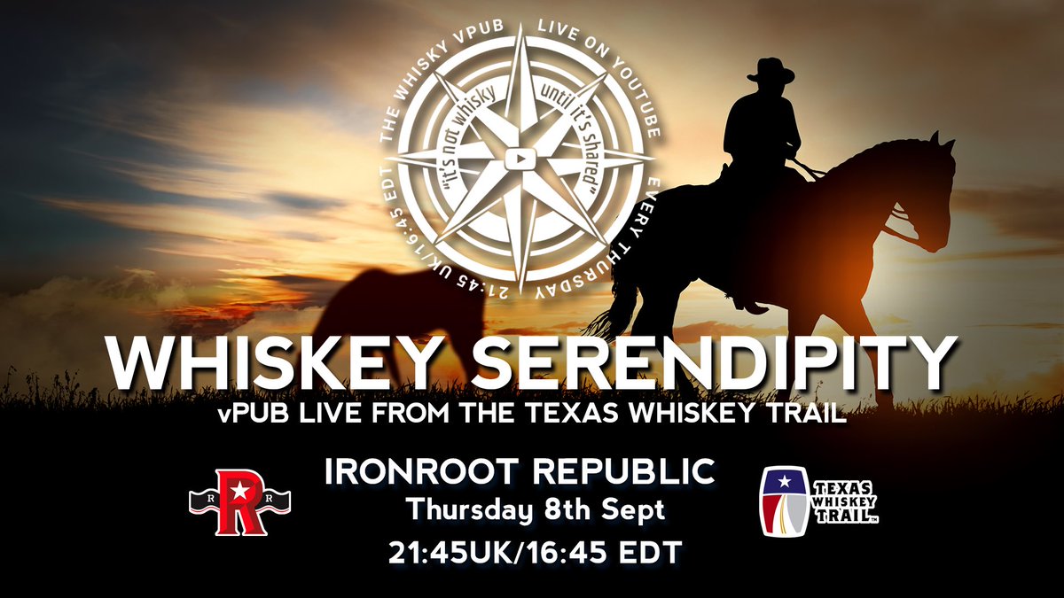 Wish us luck for a tech hitch-free remote vPub from the Texas Whiskey Trail and <a href="/IronrootWhiskey/">Ironroot Republic</a> distillery in Denison, all that’s left to do is pick the drams! See you in the vPub… 🤠🇺🇸

youtu.be/GmPFZVHKBao