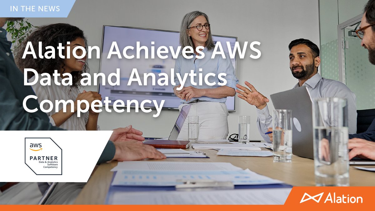 Alation's tweet photo. We're proud to share that Alation has achieved AWS Data and Analytics Competency in the #DataGovernance and security category! ✔️ 🔐
Learn more about the #AlationAWSPartnership https://t.co/GbibYL7WrK
@AWS_Partners @AWScloud #APNProud #AWSCloud #AWSCompetency https://t.co/sGSF3nHtK8