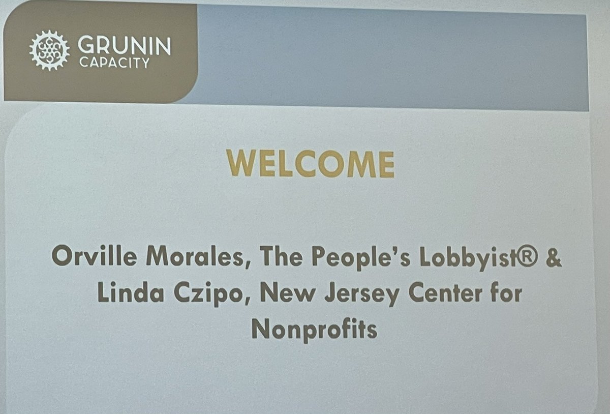 It is so good to be here today to talk about advocacy! <a href="/GruninFdn/">The Grunin Foundation</a> <a href="/Orville_Morales/">Orville Morales</a> <a href="/NJ_NonProfits/">NJ Center for Nonprofits</a>
