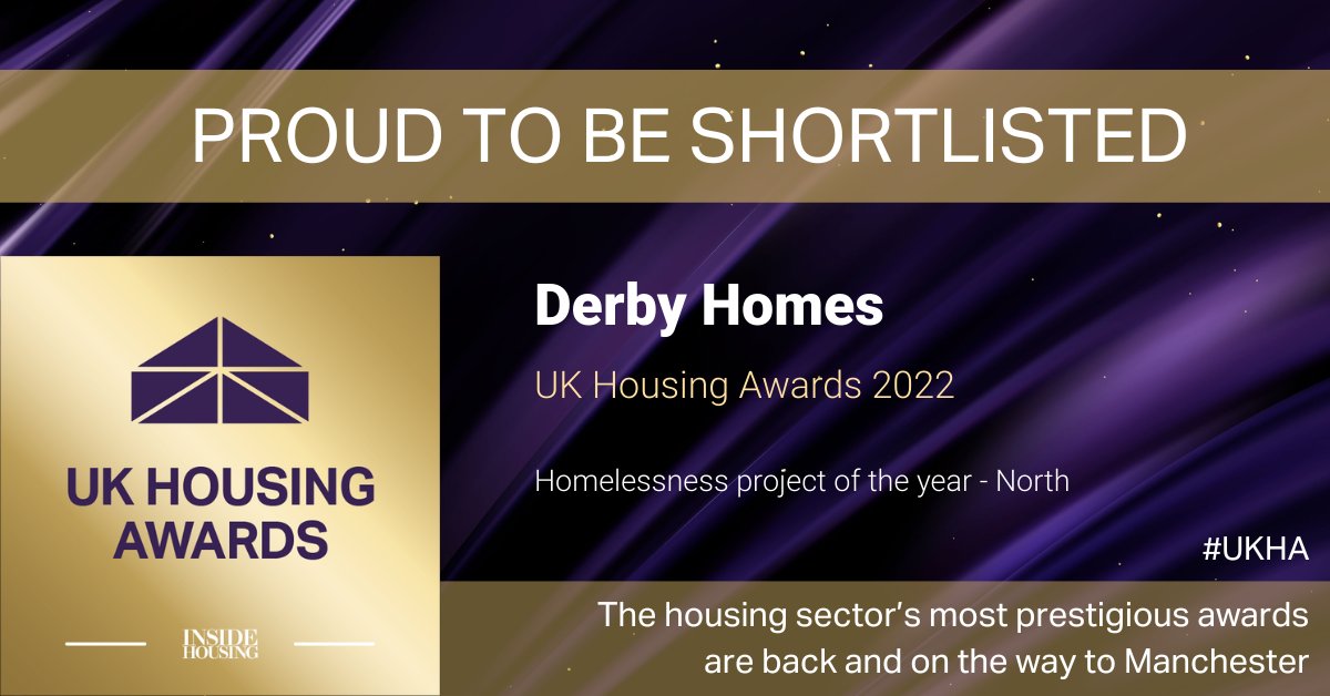DerbyHomes's tweet photo. We're delighted to be shortlisted for this year's UK Housing Awards! #UKHA for the Homelessness project of the year.

We've been shortlisted for the Multi-Agency Rough Sleeper Support Hub (MARSH) partnership project.

You can view the full shortlist here:  https://t.co/K1qqratD2c https://t.co/knhLvgoS35