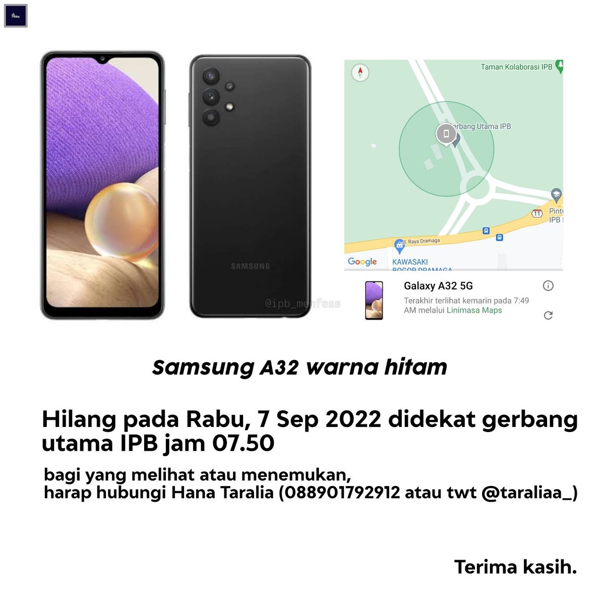 ipb_menfess's tweet photo. punten 
[INFO KEHILANGAN]
Buat yang melihat/menemukan harap menghubungi CP yang tertera, terima kasih 🙏 https://t.co/MihqXK3AkQ