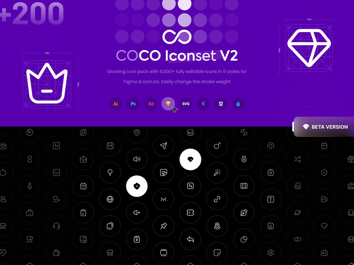 FigmaResources's tweet photo. COCO V2 - 200 Icons
Free Download From: https://t.co/LwVh2l2AQS

#icon #icondesign   #uikit #figmaresources https://t.co/IHPDXX3qm2