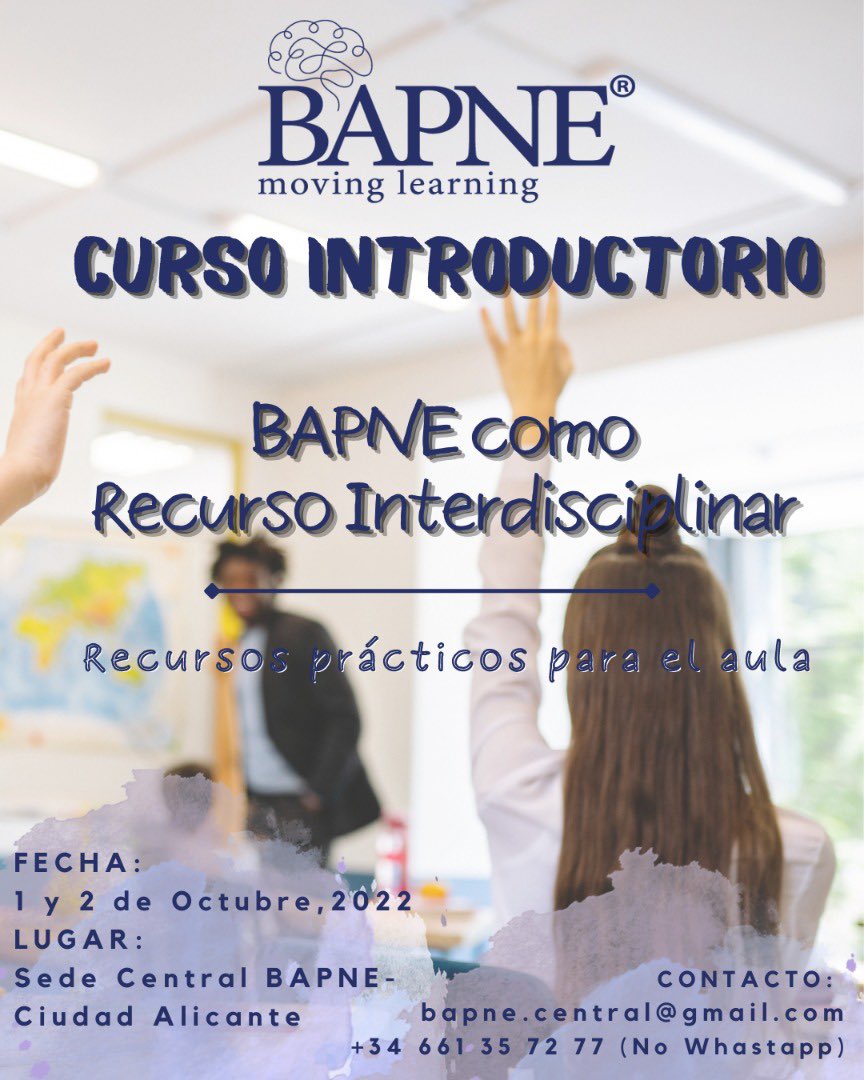 Bapneofficial's tweet photo. Curso introductorio en Alicante 1-2 de Octubre. Imparte: Javier Romero #bapne #neuromotricidad https://t.co/cTPdSQiSr0