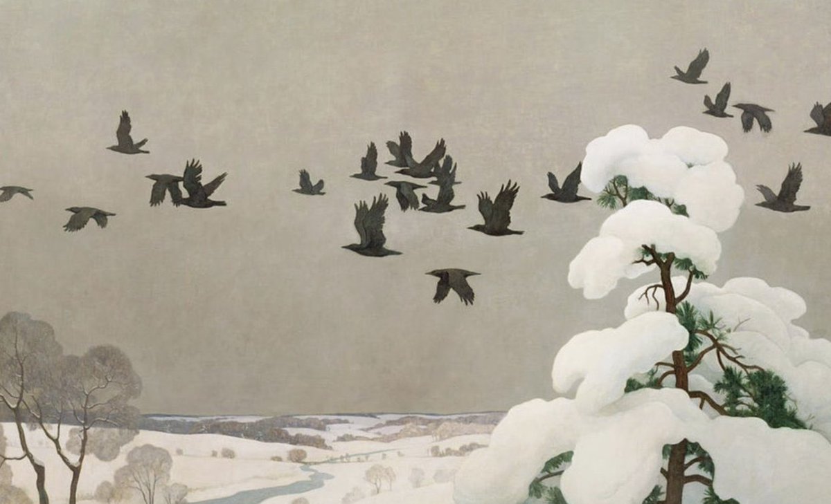 High over the river, the crows are circling, calling and weaving, back &amp; forth, they cannot settle. Something has shifted deep in the land, deep below the snow and the flood and the rocks, and they need to measure it for themselves.