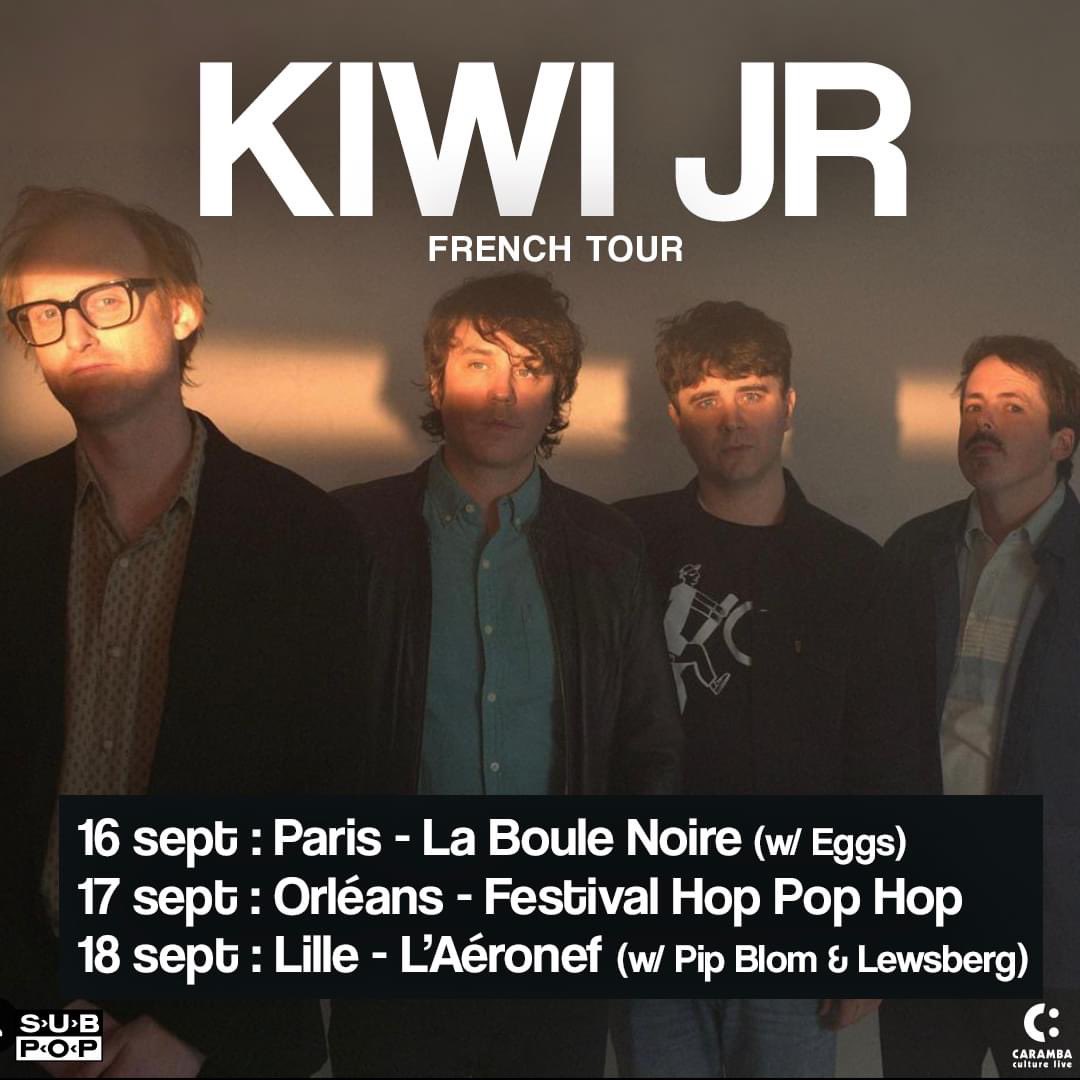 Venez voir en spectacle: KIWI Jr. à Paris le 16 septembre à @Laboulenoire à Orléans le 17 septembre au festival Hop Pop Hop @AstroOrleans à Lille le 18 septembre à @Aeronef Billetterie: kiwijr.com/live