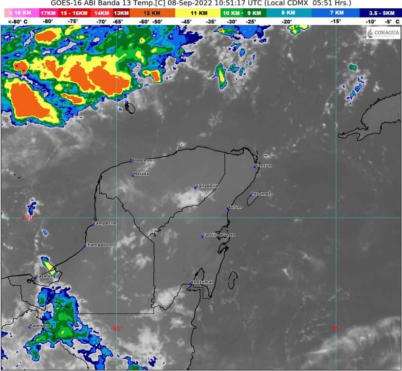 PCivilCancun's tweet photo. 📢  PRONOSTICO DEL TIEMPO 
Mayormente Despejado, nubosidad intermitente, probabilidad de lluvias parciales, ambiente calido a caluroso, viento dominante del este, velocidad del viento de 5 a 10 km/h. 
Tome sus precauciones🌂☔
Mantente informado a través de medios oficiales. https://t.co/B8zJLGXkIq