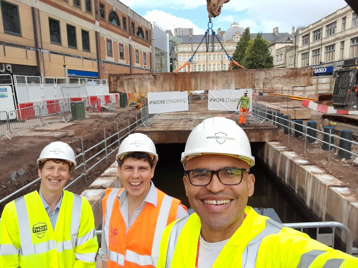 DeAthCardiff's tweet photo. Site visit to see the progress being made reopening the dock feeder canal on #ChurchillWay! Unearthing part of Cardiff's history to create a new #CanalQuarter in the eastern city centre. https://t.co/UELNszMGSk