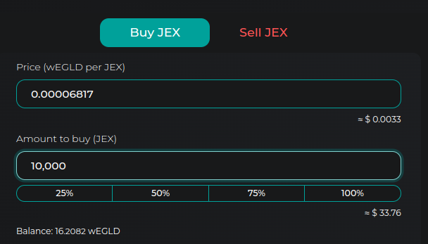 📣Hey 🥳
Did you notice these little additions ? 😏

Now you can see #USD equivalent for the price and the amount of tokens to buy/sell in the pair view. 🚀

#EGLD #P2P #ElrondCommunity #ElrondNetwork #JEX ☄️