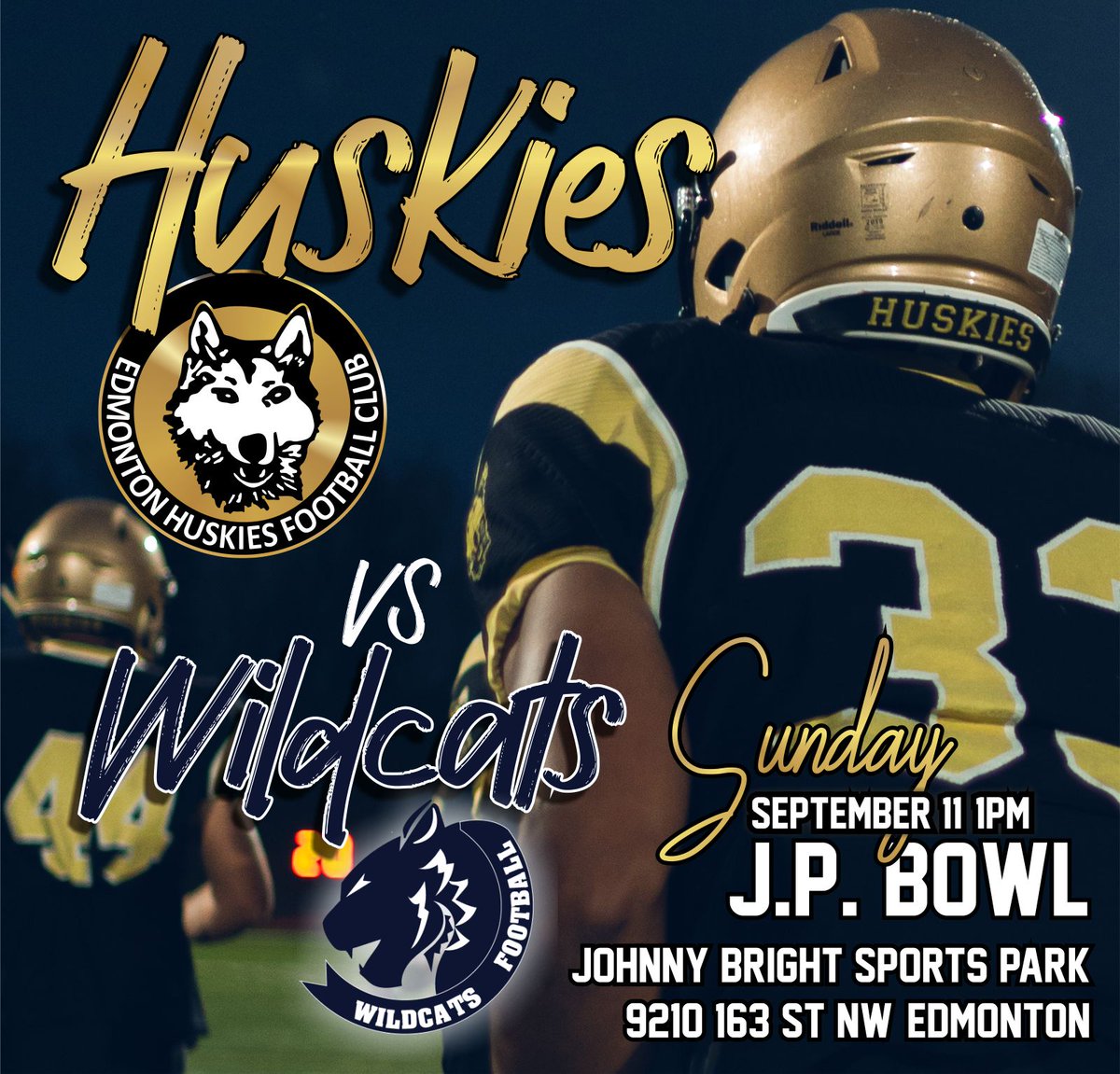 It's #RivalryWeek and the #BattleofEdmonton is just heating up, as the @edmontonwildcats come to JP bowl for a 1:00 kickoff Sunday, September 11. It's going to be a packed house so get there early. As always kids under 12 &amp; minor players wearing their team jerseys get in free