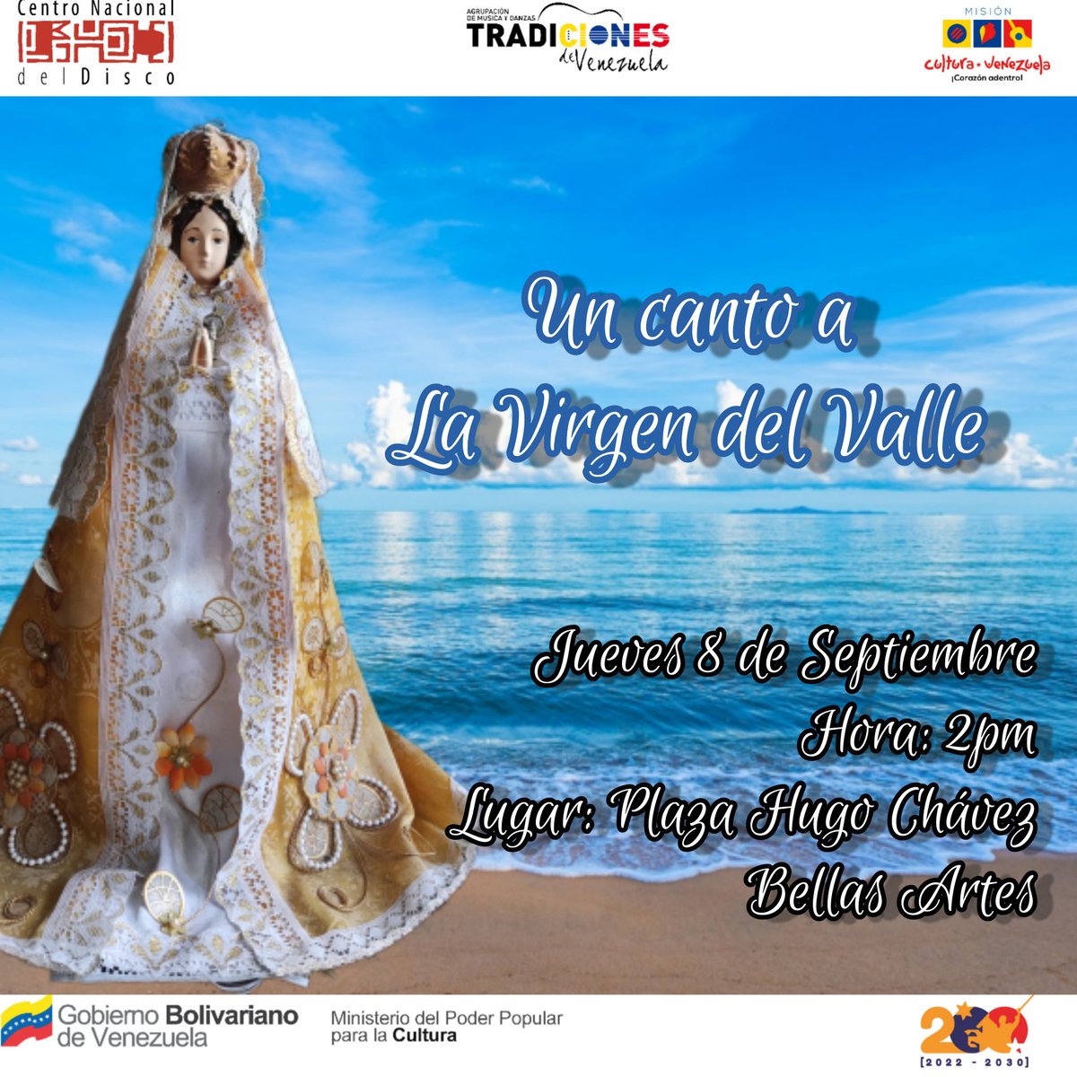 CendisMusica's tweet photo. Hoy #8deSept, les invitamos a ""Un canto a la Virgen del Valle ".
La música oriental acompañará este encuentro del pueblo con la Patrona de Oriente.
Una invitación abierta a devotxs, músicos, cultorxs, bailadorxs...
Plaza Hugo Chávez
A partir de las 2pm
Al lado de la Unearte https://t.co/lNJHDS1fHO