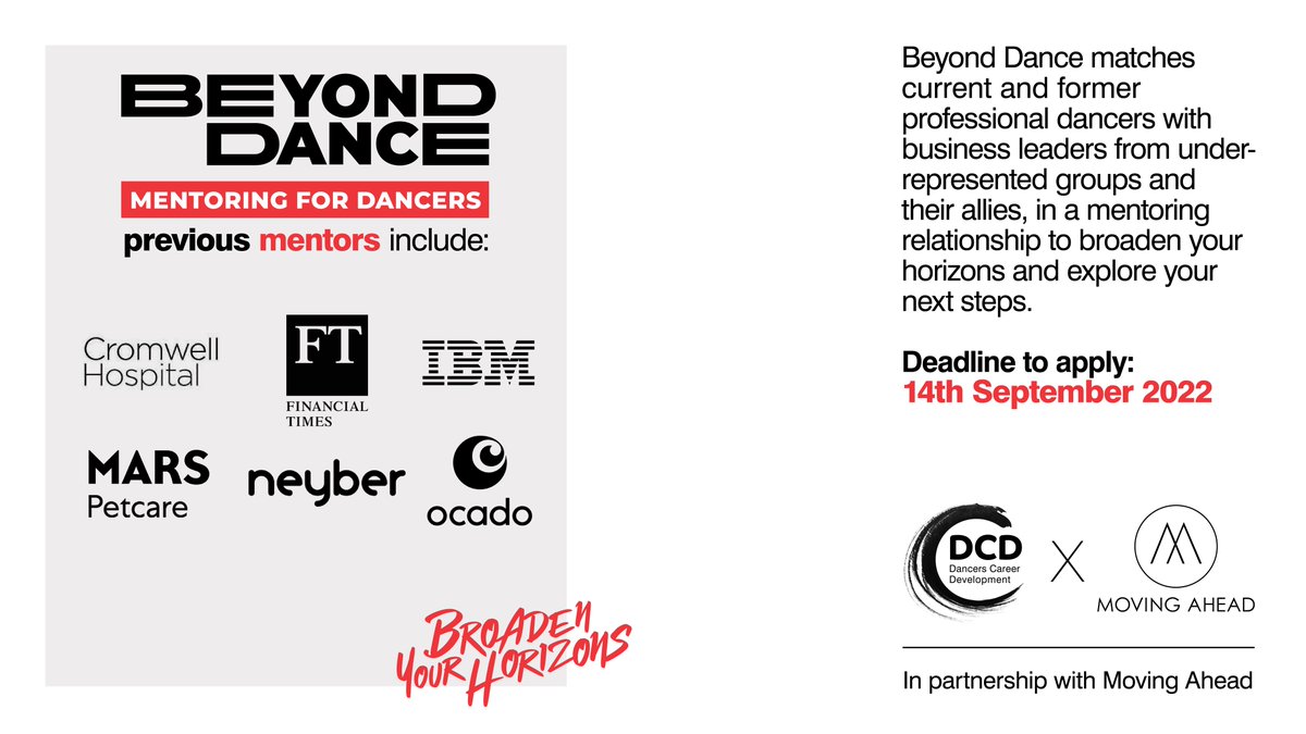 dcd_dancers's tweet photo. Find out more about Dancer's Career Development's Mentoring for Dancers programme here:
https://t.co/w3idIKIdm2

Click here for the application form: https://t.co/3AGfKnNS2g

Deadline is next week!

#beyonddance #mentoringfordancers #iamdcd #dancersupport #professionaldancers https://t.co/pJS3wmDgJO