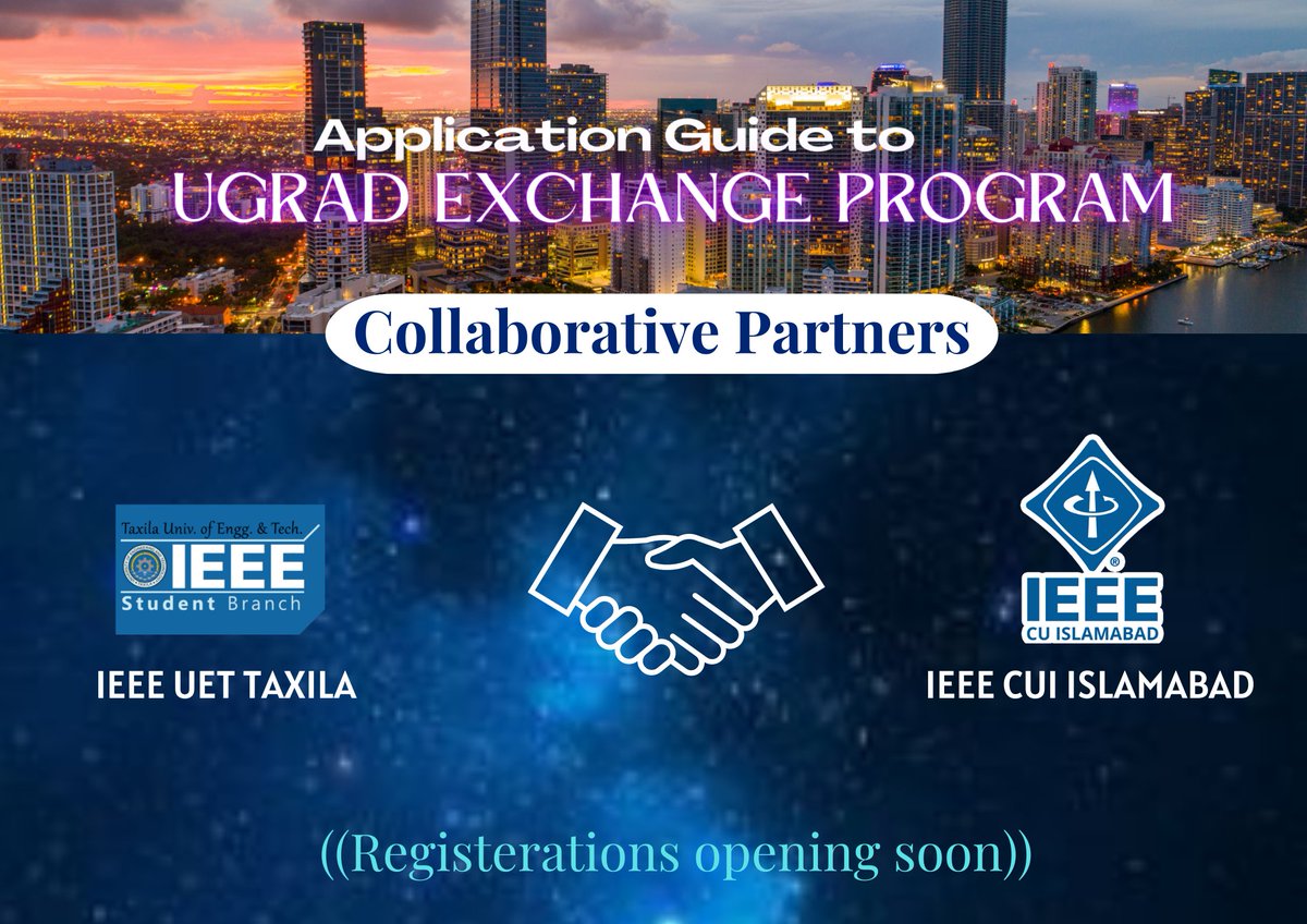 ieee_comsats's tweet photo. IEEE CUI announces it's collaboration with IEEE UET Taxila for the upcoming event of "Application Guideline to UGRAD Exchange Program". ๐คฉ
IEEE CUI X IEEE UET Taxila
So stay tuned !!
#ieee #ieeecui #ieeeuet #taxila #UGRAD #scholarship #pakistan #us #exchange #2k22 @CUIofficial https://t.co/kk3ebMfFk9