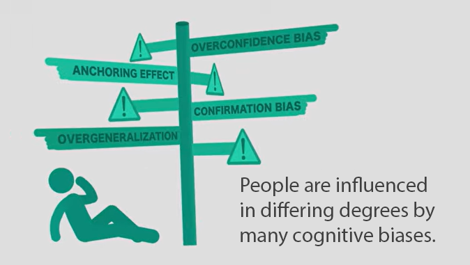 UTAustinCCO's tweet photo. What are some examples of cognitive bias? Assuming everyone else shares your opinions or beliefs. Learning a little about a topic, but assuming you know all there is to know. Check out the @ethicsunwrapped video at https://t.co/kDsssGNpQw https://t.co/D9Zpkltmh6