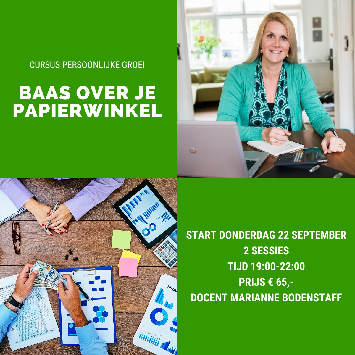 Hoe zou het zijn als je nooit meer een rekening vergeet te betalen? En je razendsnel en gemakkelijk documenten terug kunt vinden?
Marianne is opruim- en budgetcoach en geeft je graag tips. Schrijf je snel in voor de cursus 'Baas over je papierwinkel' volksuniversiteitdenhaag.nl/persoonlijke-g…