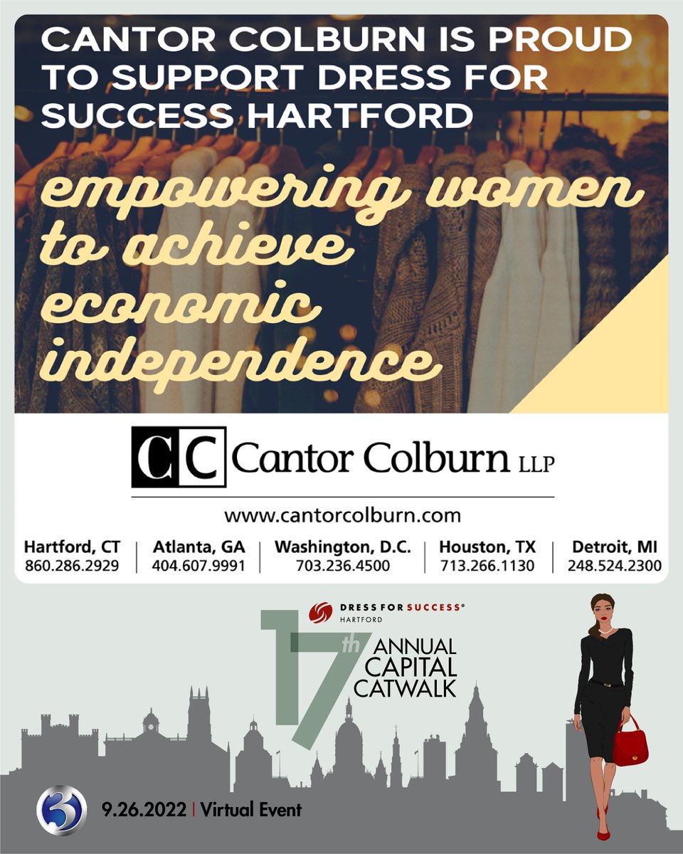 DFSHartford's tweet image. @CantorColburn is one of the largest and most productive full-service intellectual property law firms in the U.S., headquartered in Hartford, with a strong commitment to supporting our community and leading organizations like ours. So grateful for their support! #CapitalCatwalk