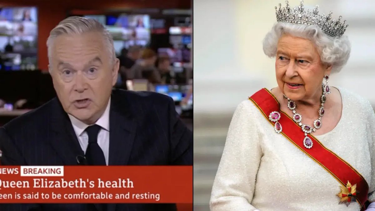 ladbible's tweet photo. 🔔 | BBC's Huw Edwards appears on screen in black tie as programming suspended until 6pm

More below: https://t.co/VMTH4SAK7q