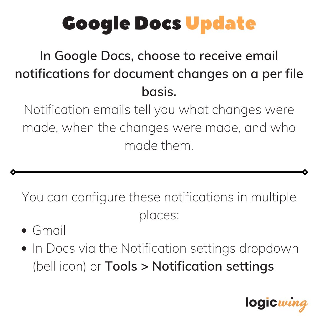 logicwing's tweet image. Stay on top of changes to document content with edit notifications ❗
.
.
.
#logicwing #liveworklearn #googleworkspaceupdate #googleworkspace #classroom #logicwingtips
