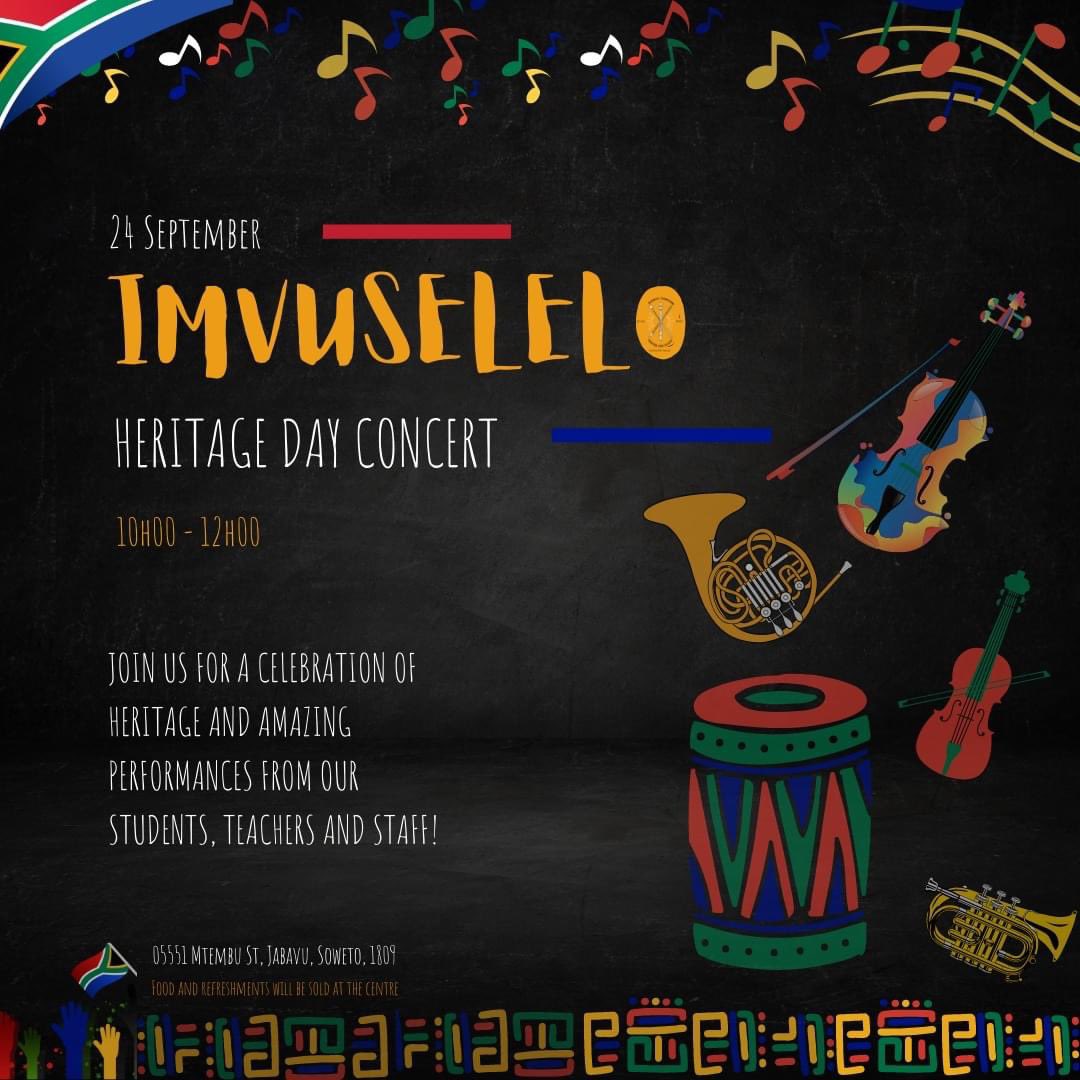 MICentre4Music's tweet photo. We are excited to be hosting our annual Imvuselelo #Heritage Concert on September 24th from 10am. The #concert recognises and celebrates South Africa's #cultural wealth through music. 
Join us to enjoy special performances from our different ensembles, students and teachers. https://t.co/SEqzJJtWAu