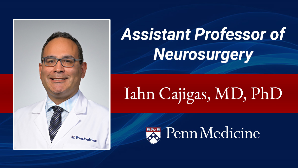 PennNSG's tweet photo. Help us welcome our newest Assistant Professor of #Neurosurgery, @iahncajigas! 🧠

His research @PennMedicine will focus on understanding the real-time cortical and spinal control of movement using state-of-the-art intraoperative techniques.

Announcement: https://t.co/WUuW0gEoDo https://t.co/bBPdYeSGrK