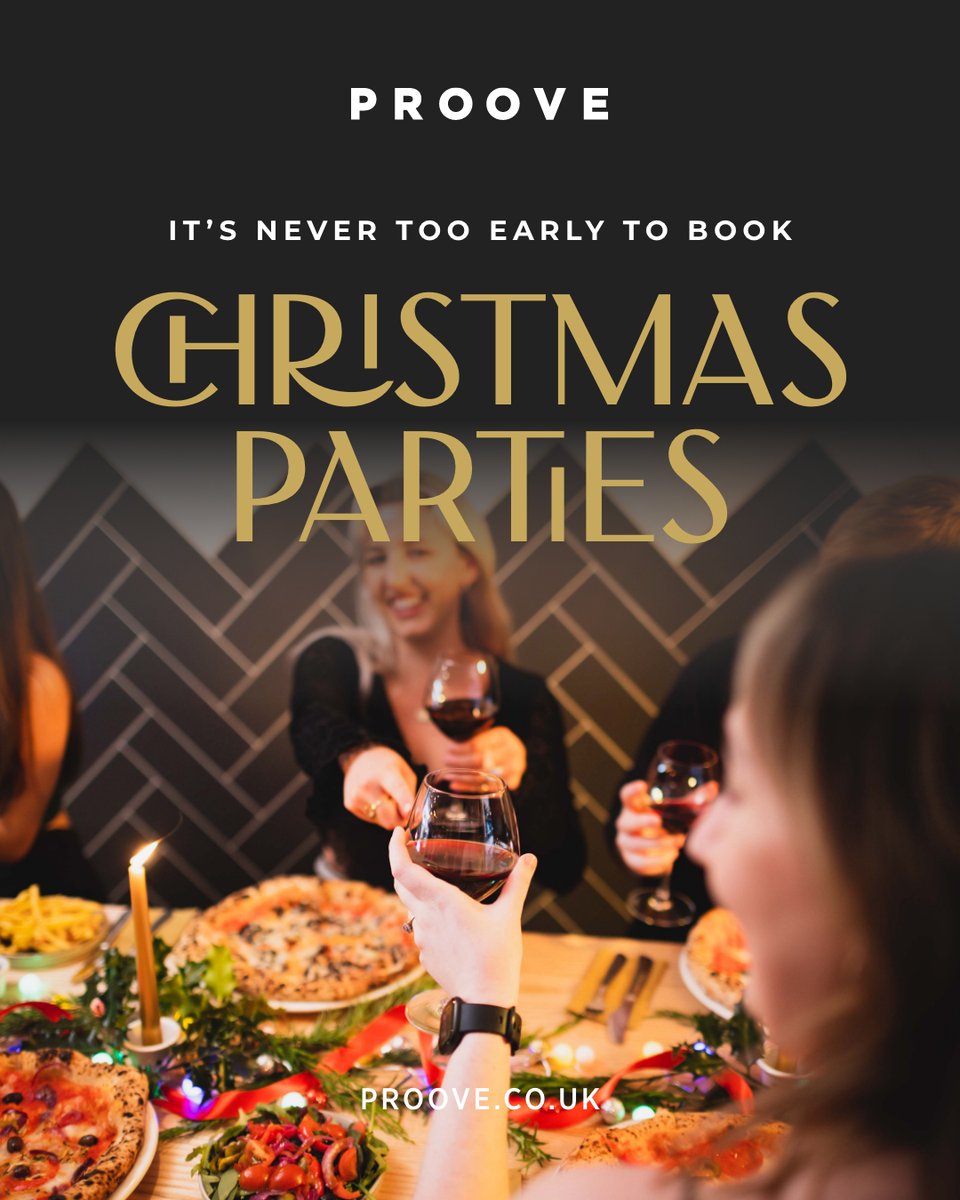 Make it a December to remember by booking your Christmas party at Proove! To get you into the festive spirit, we’re offering you a tasty 10% discount on all Christmas Feasts* booked with us by the end of September – don’t miss out! Find out more here: bit.ly/3xpkJ5M