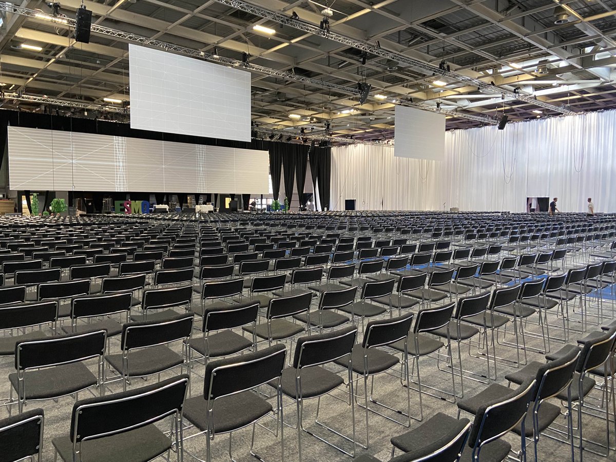 myESMO's tweet photo. Preparations here in Paris for the #ESMO22 kick off tomorrow. For those of you joining us virtually, the full platform will be opening too. Be it onsite or online, get ready for a congress experience based around science, community &amp; #sustainability. 
https://t.co/x3S3wFSy9R https://t.co/XXCb3NWSdH