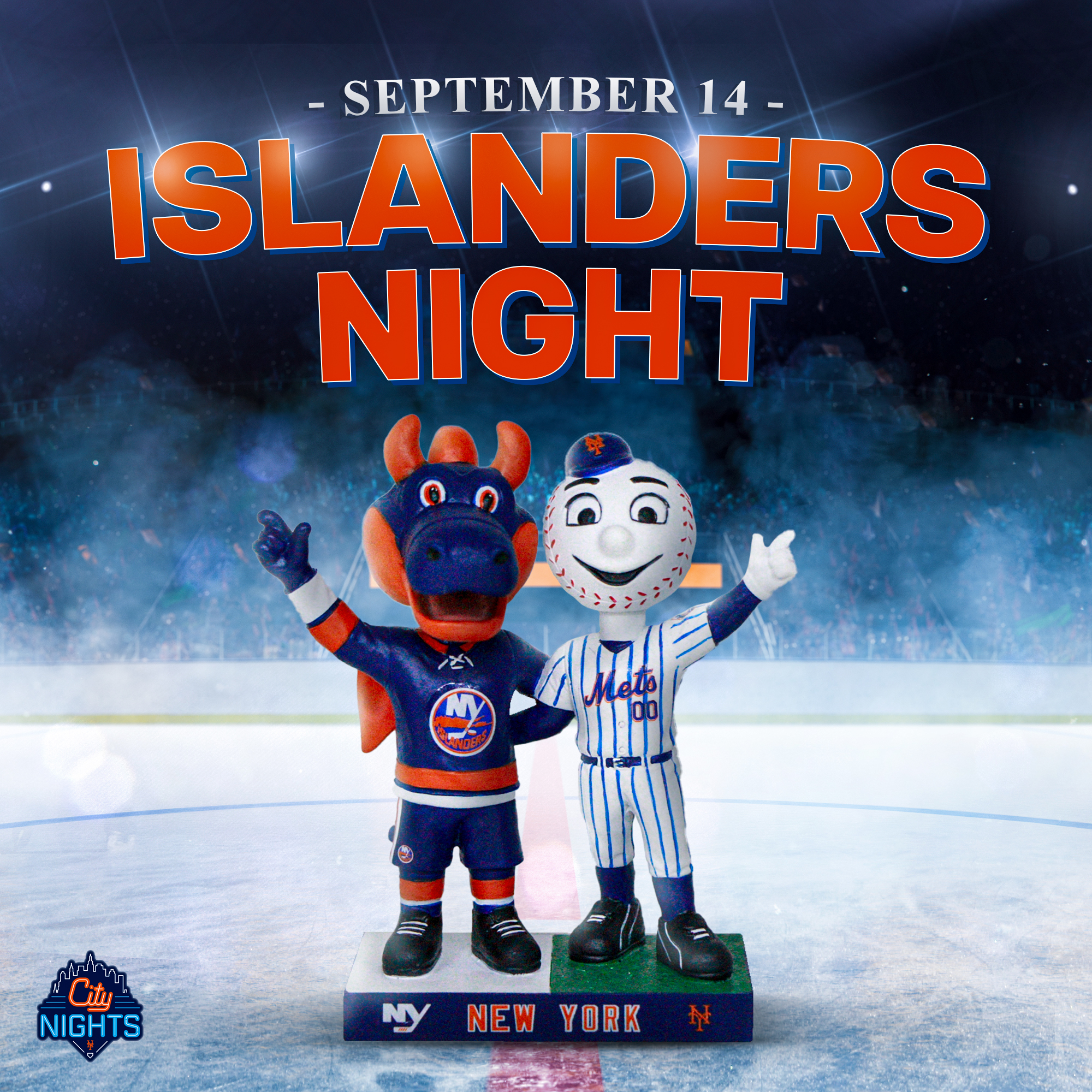 New York Mets on X: Join us for @NYIslanders Night on Sept. 14! Purchase  through this special package to receive an exclusive @MrMet and Sparky  bobblehead. 🎟👉   / X