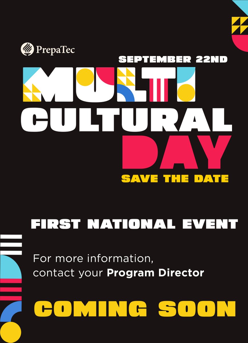 PrepatecPue's tweet photo. Multicultural Day 🌎 September 22nd
First National Event 🤩🐏
Coming soon!
#prepatecpue #multiculturalday #somosmulti #PrepaTec https://t.co/2pCn76XKy2