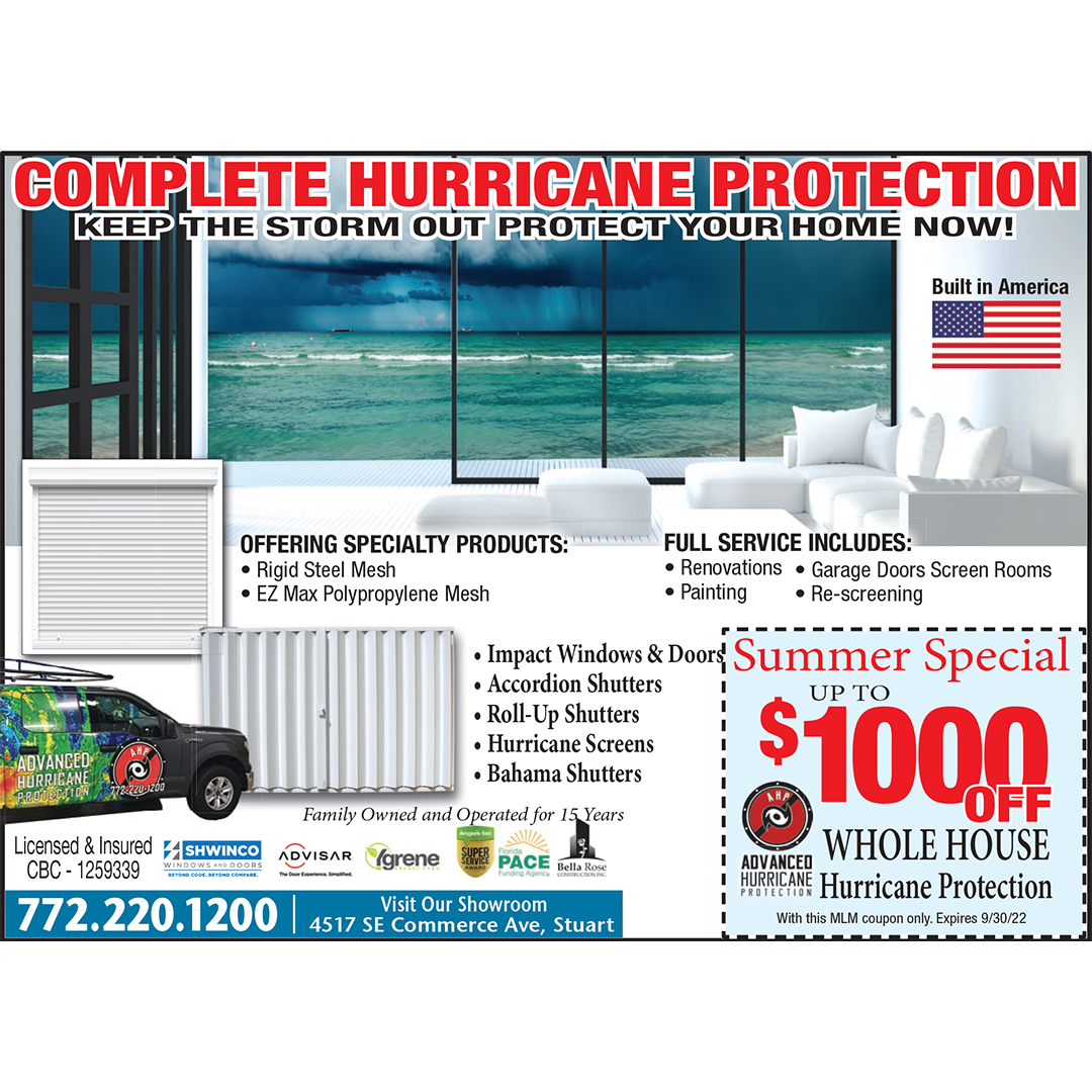 🔥SIZZLIN’ DEAL🔥

Receive up to $1000 OFF WHOLE HOUSE HURRICANE PROTECTION from Advanced Hurricane Protection 🌀

#ImpactWindows #ImpactDoors #AccordionShutters #HurricaneShutters #RollUpShutters #BahamaShutters #Coupons #StormProtection #StuartFL #MartinCountyFL #MadeInAmerica