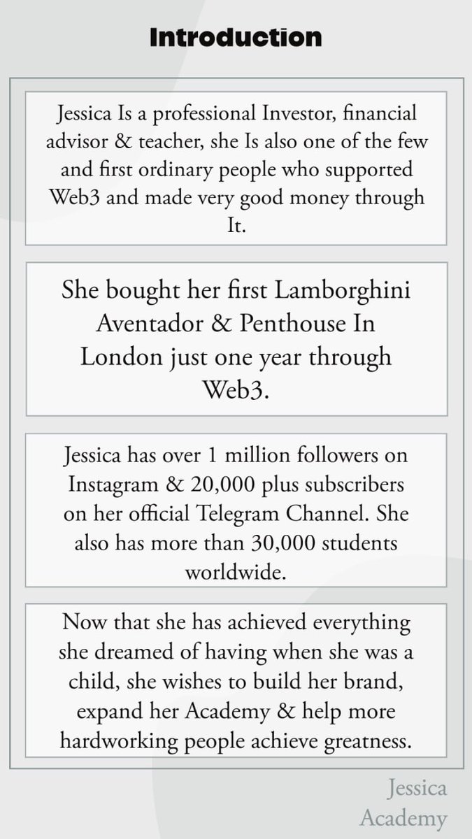Jessica______S's tweet photo. This Is a brief Introduction on who Miss Jessica Is and what she does ! https://t.co/C2S0WNYdMK