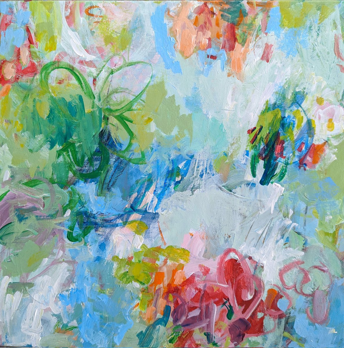 Poppies in the Sky 16x16'
acrylic on canvas #abstractart #abstractfloral