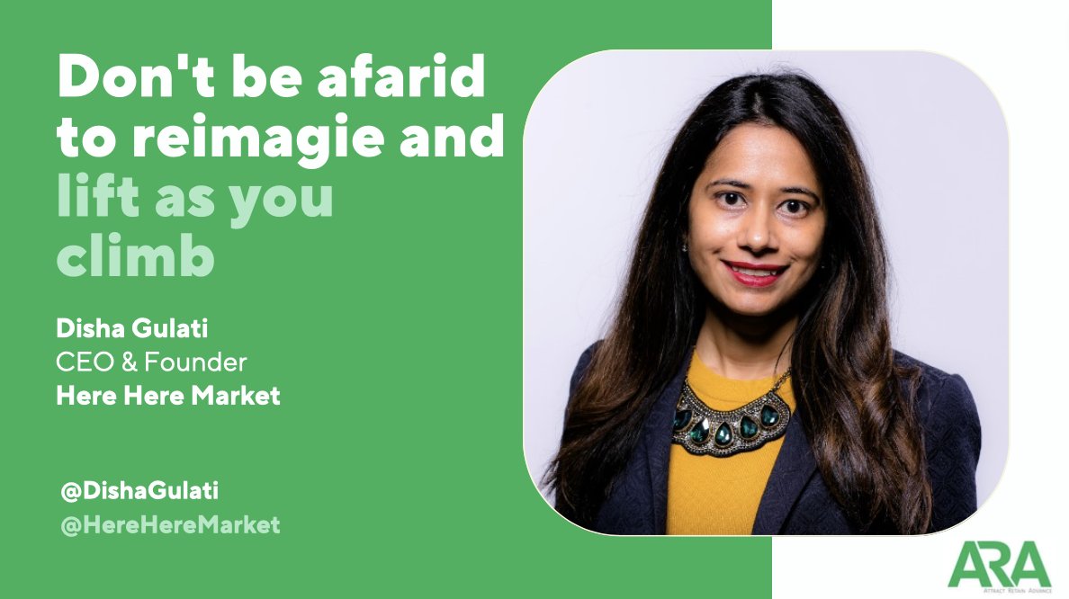 Had to share this spot-on quote from @DishaGulati, CEO and Founder at @HereHereMarket. When reimaging your path and leaning on others in your recalibration, remember to lift others in their journey as you climb.