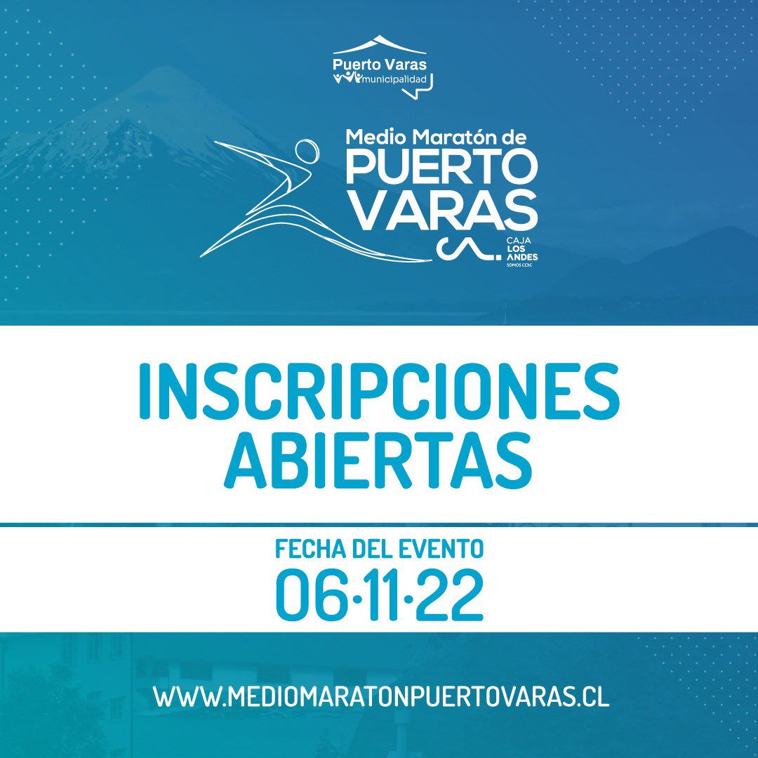 ¡Corre a inscribirte al #MedioMaratónDePuertoVaras! El próximo 6 de noviembre nos encontramos para disfrutar de esta carrera. No te quedes fuera, asegura tu cupo en mediomaratonpuertovaras.cl

#NoProkartNoEvent