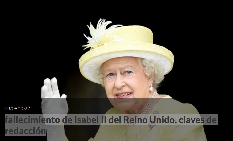Con motivo del fallecimiento de la reina Isabel II del Reino Unido, hemos publicado esta #recoFundéu con claves para una buena redacción de las noticias relacionadas.

bit.ly/3x5xbbF