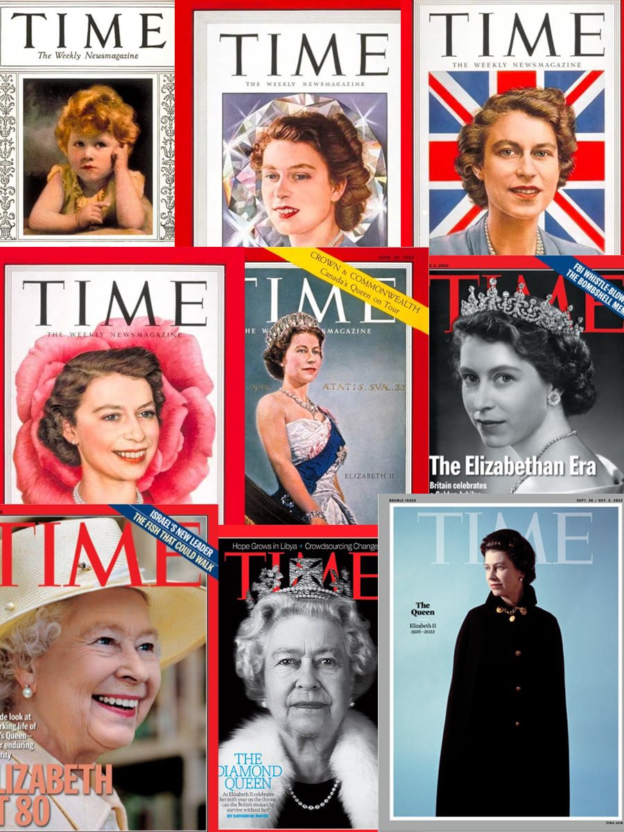 The Queen’s entire life, from infancy until death, covered on the cover of Time Magazine.