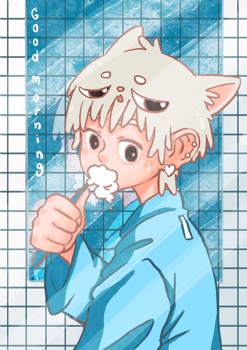 Morning boy!!☀️
———————
#illustration #cat #characterart #morning