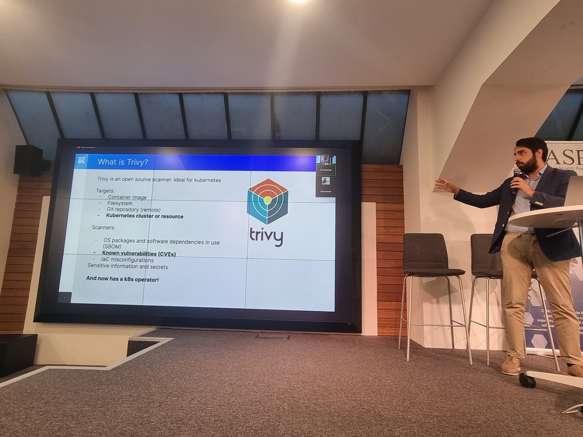 devstefops's tweet photo. Thanks @ManciniJ for a really insightful lightening session on Trivy, Falco and securing #kubernetes #owasplondon https://t.co/M0kprhDrfA