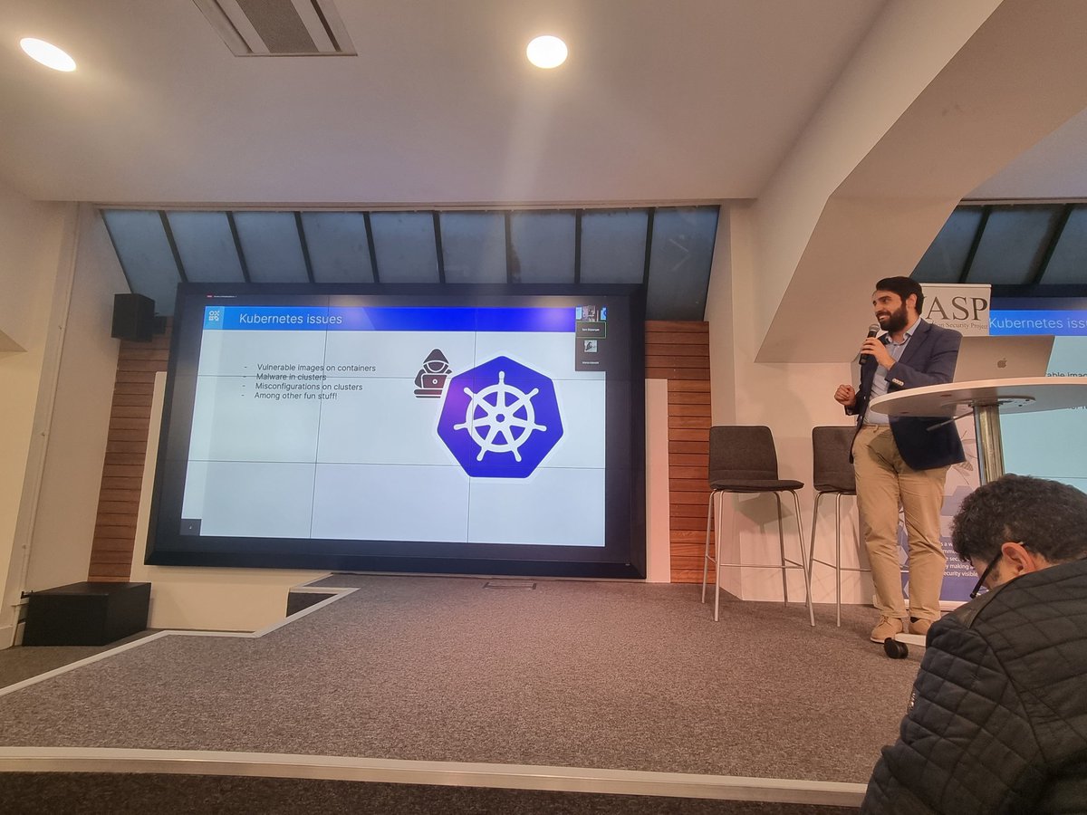 devstefops's tweet photo. Thanks @ManciniJ for a really insightful lightening session on Trivy, Falco and securing #kubernetes #owasplondon https://t.co/M0kprhDrfA