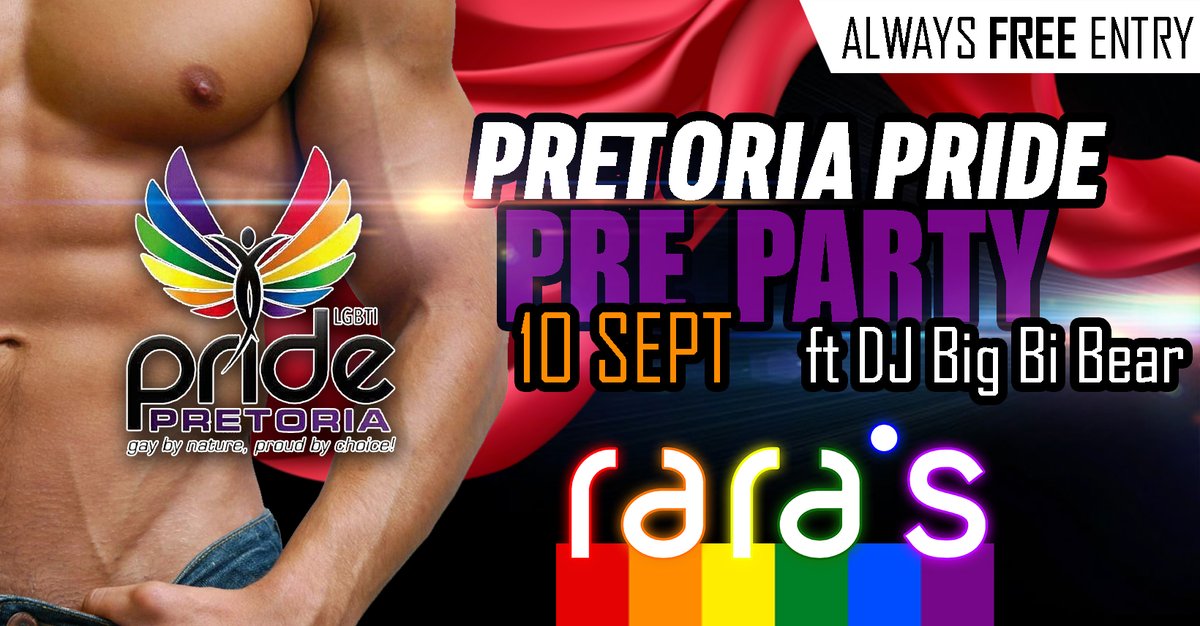 Join us at Rasputin Pub this Saturday and you can win one of 6 R1000 tattoo vouchers. Thousands of rands worth of undies. And 15 free entry to pretoriapride on 1st October #pretoriapride #gaypride