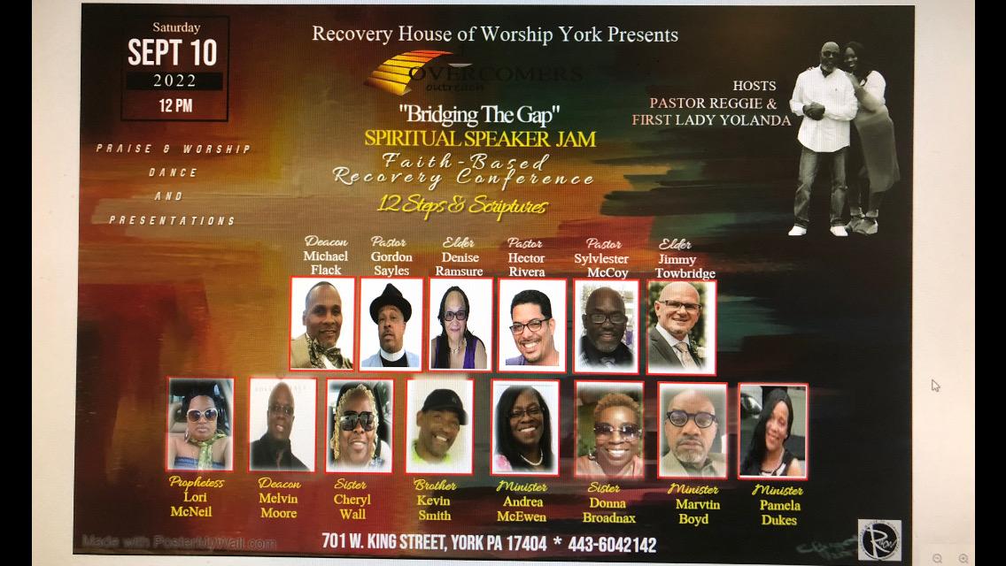 Join Recovery House of Worship York for their 2022 Spiritual Speaker Jam this  Saturday!