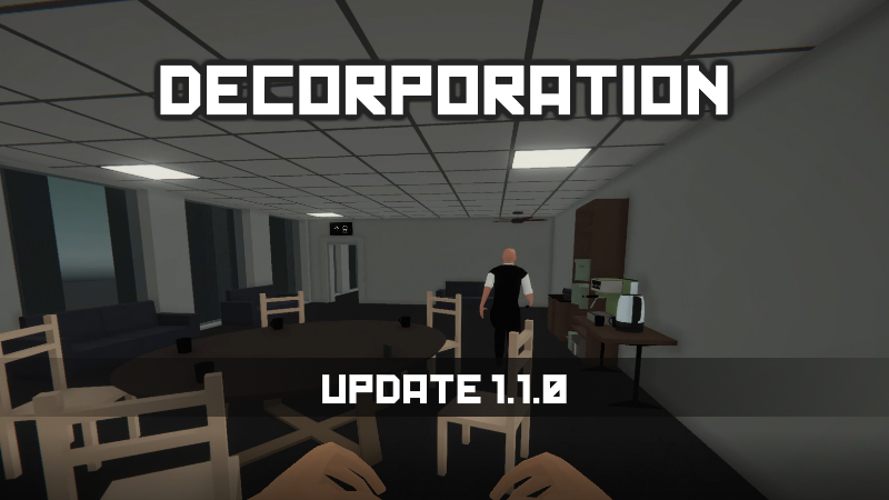 DecorpGame's tweet photo. Update 1.1.0 is now live!
In summary, we added keybindings, new achievements and we squashed a few bugs in the office.

Get DECORPORATION on Steam: https://t.co/j8w2ND2Q0Z

#gamedev #fps #retro #unity #steam #update #devlog #indiegame #game #dev #games #gaming https://t.co/bTqOAPKyCF