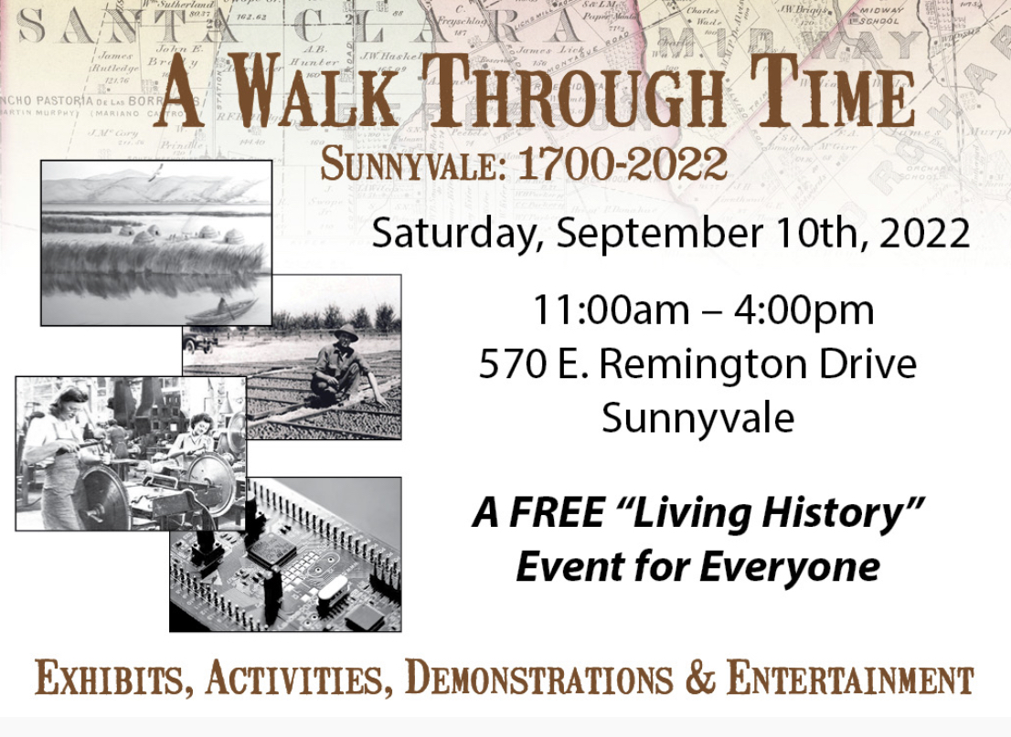 Hi #BayArea locals! Looking for something to do this Saturday, September 10th? You're invited to Sunnyvale's Walk Through Time event! I'll be hosting the Orchard/Cannery history booth!👀 Kiddo fun👉Gold panning, rope making, robotics, food trucks, performances & more :) #FREE